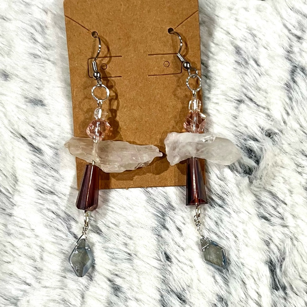 Elegant Pink and Silver Dangle Earrings
